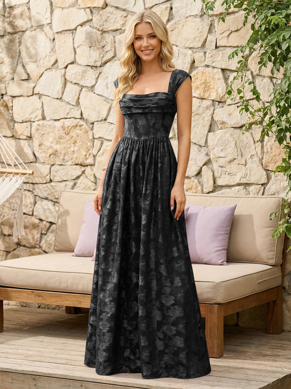 Floral Cowl Neck A Line Pleats Wedding Guest Dresses