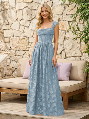 Floral Cowl Neck A Line Pleats Wedding Guest Dresses