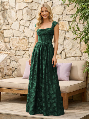 Floral Cowl Neck A Line Pleats Wedding Guest Dresses