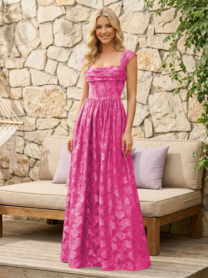 Floral Cowl Neck A Line Pleats Wedding Guest Dresses
