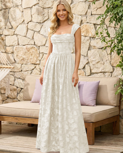 Floral Cowl Neck A Line Pleats Wedding Guest Dresses