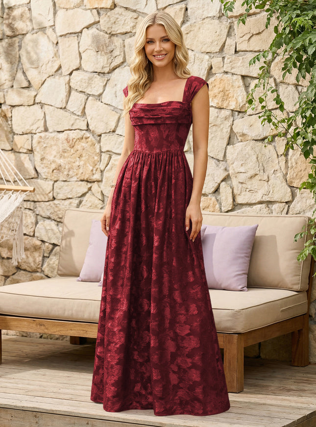 Floral Cowl Neck A Line Pleats Wedding Guest Dresses