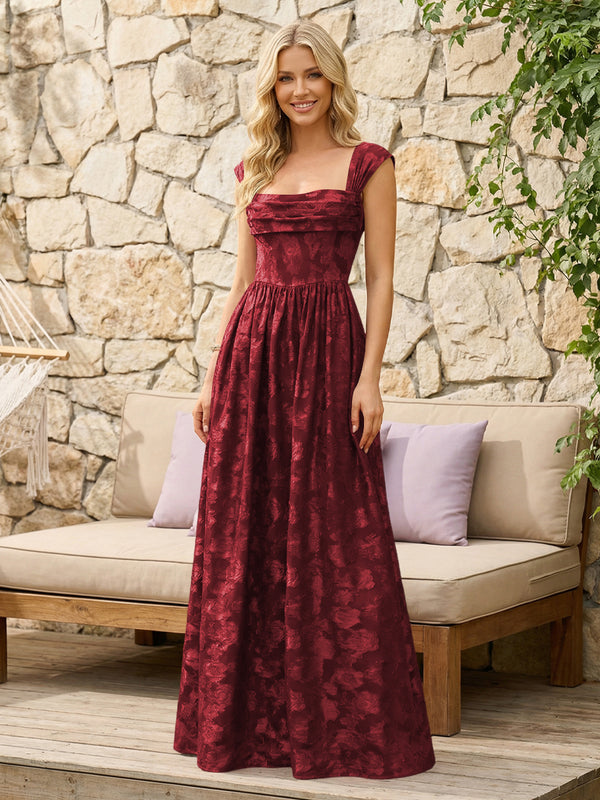 Floral Cowl Neck A Line Pleats Wedding Guest Dresses