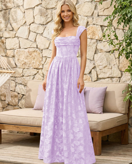 Floral Cowl Neck A Line Pleats Wedding Guest Dresses