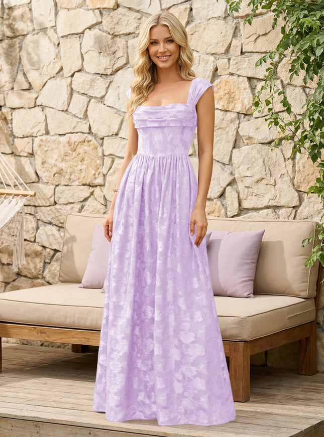 Floral Cowl Neck A Line Pleats Wedding Guest Dresses
