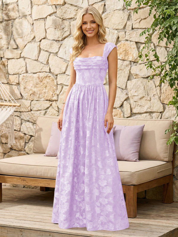 Floral Cowl Neck A Line Pleats Wedding Guest Dresses