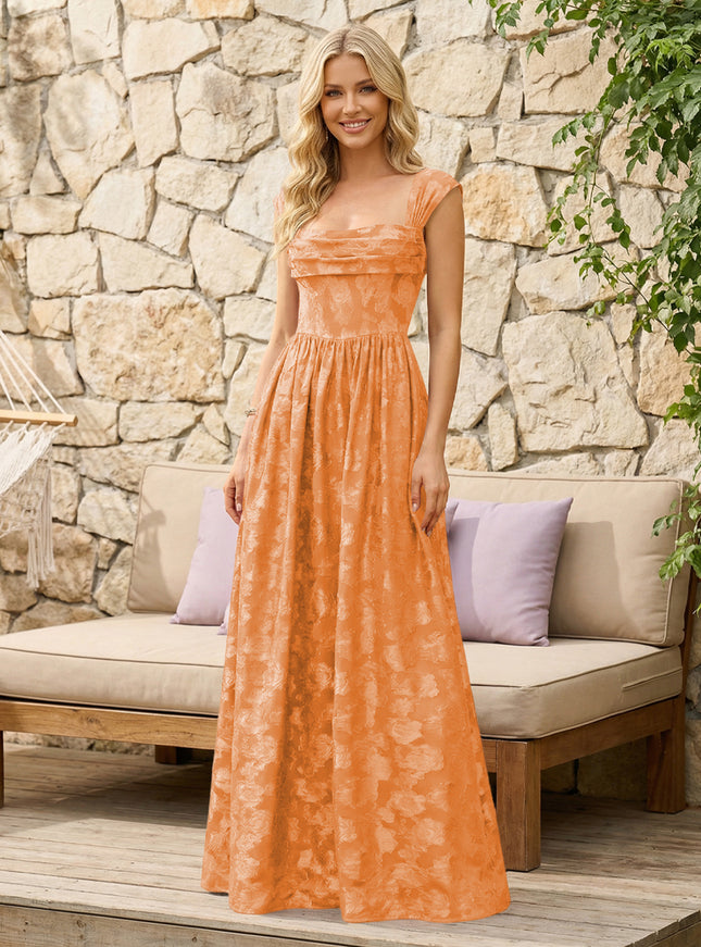 Floral Cowl Neck A Line Pleats Wedding Guest Dresses