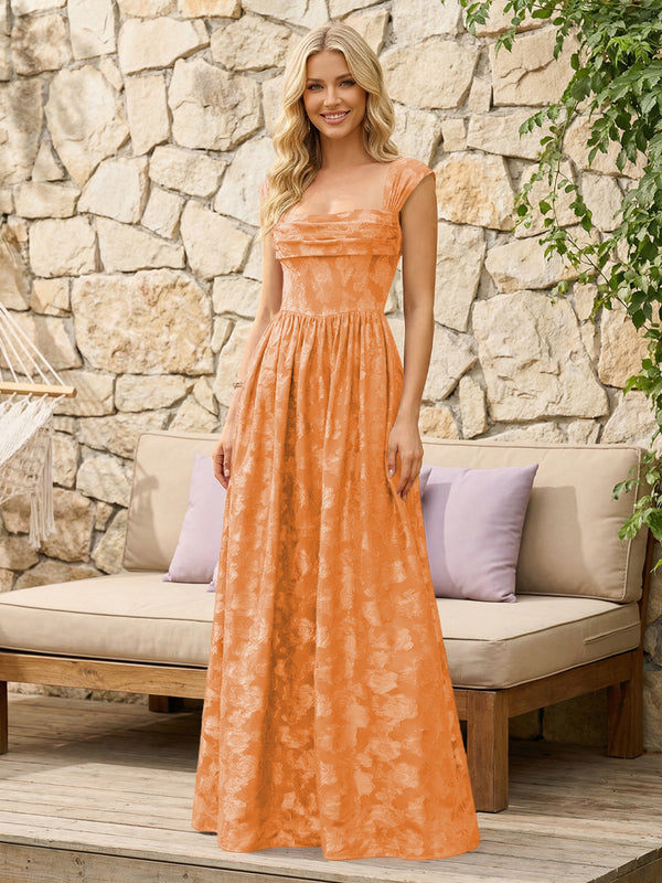 Floral Cowl Neck A Line Pleats Wedding Guest Dresses