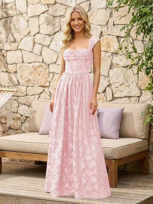 Floral Cowl Neck A Line Pleats Wedding Guest Dresses