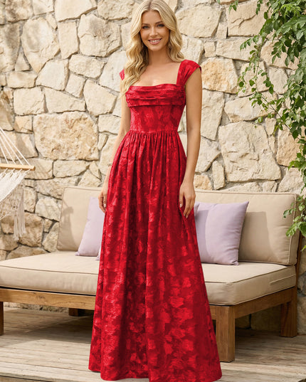 Floral Cowl Neck A Line Pleats Wedding Guest Dresses