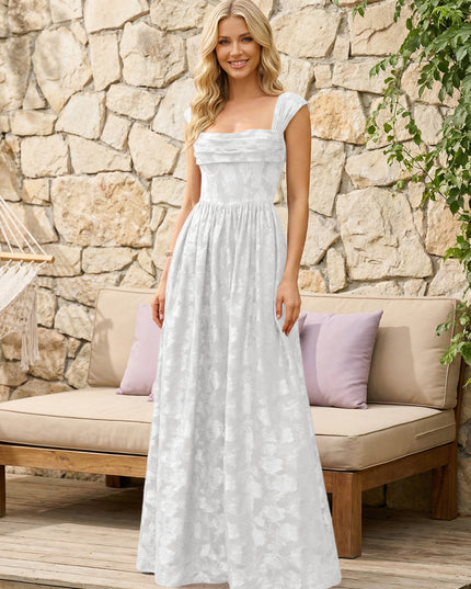 Floral Cowl Neck A Line Pleats Wedding Guest Dresses