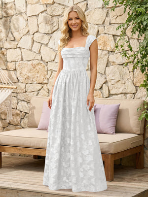 Floral Cowl Neck A Line Pleats Wedding Guest Dresses