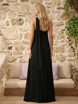 Strapless A Line Pleats Bridesmaid Dresses with Scarf