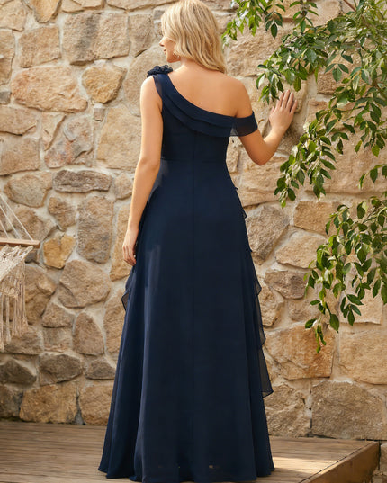 Chiffon One Shoulder Ruffles Wedding Guest Dresses