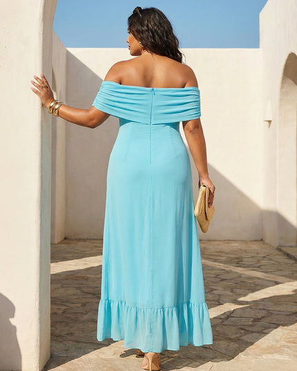 Chiffon Off the Shoulder Side Slit Wedding Guest Dresses