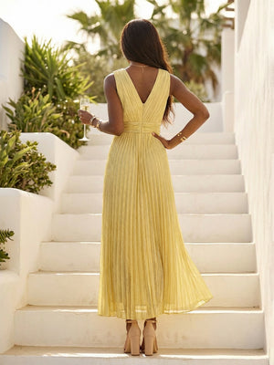 Chiffon V Neck Pleated Wedding Guest Dresses