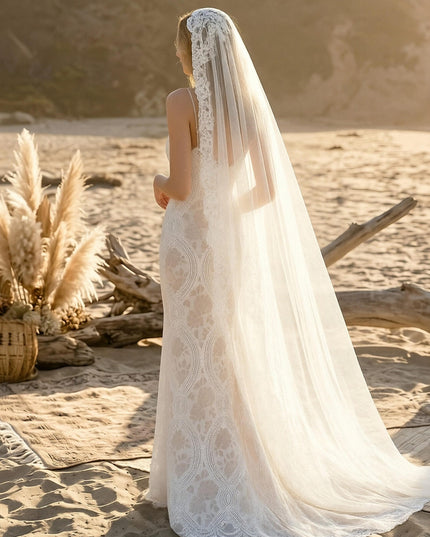 Laces Mermaid Spaghetti Straps Long Wedding Dresses