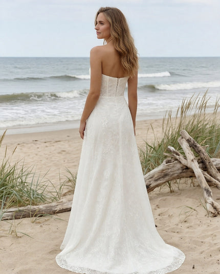 Laces Mermaid Strapless Long Wedding Dresses