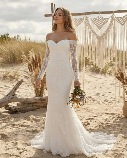 Laces Mermaid Sweetheart Long Wedding Dresses