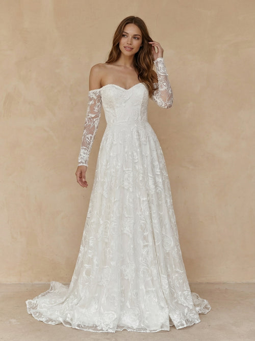 Laces A Line Sweetheart Long Wedding Dresses