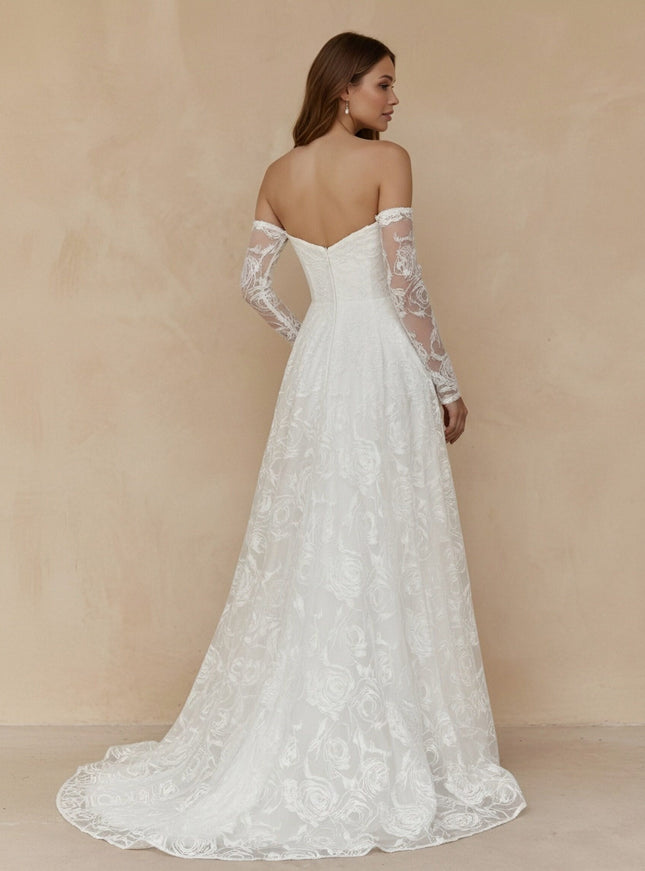 Laces A Line Sweetheart Long Wedding Dresses