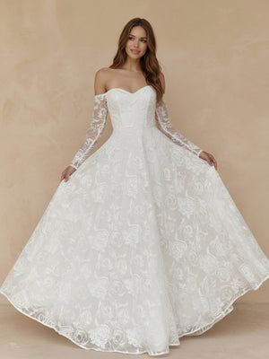 Laces A Line Sweetheart Long Wedding Dresses