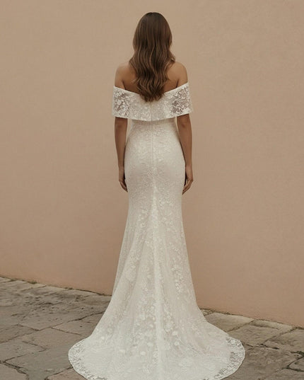 Laces Mermaid Off the Shoulder Long Wedding Dresses