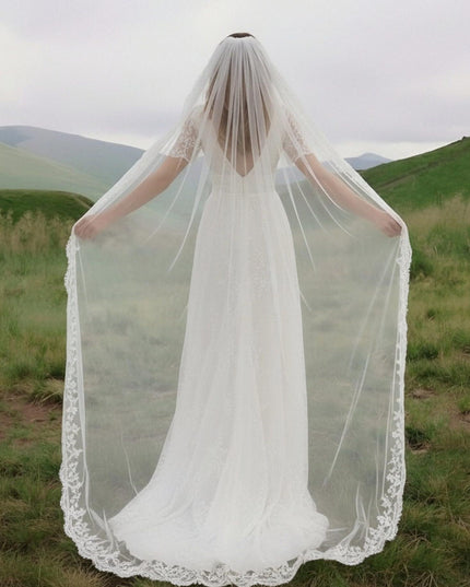 Laces A Line V Neck Long Wedding Dresses