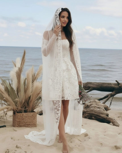 Laces A Line Spaghetti Straps Short Wedding Dresses