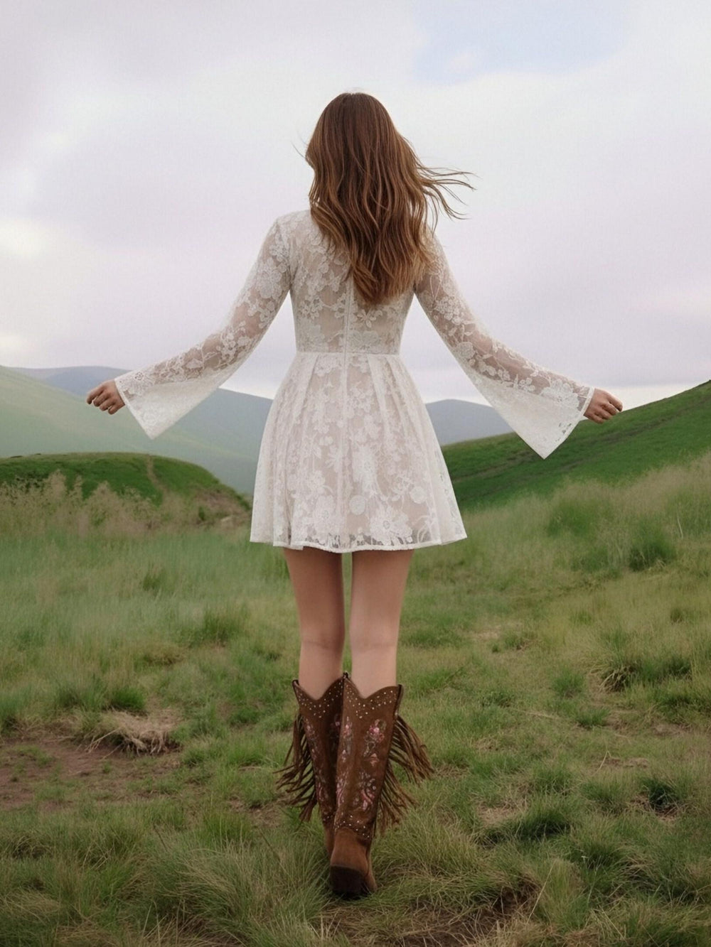 Laces A Line V Neck Short Wedding Dresses