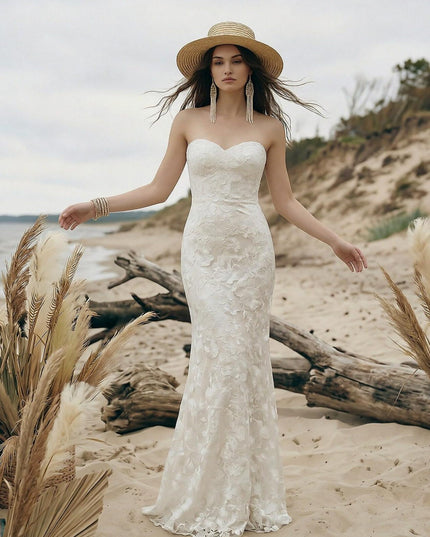 Laces Mermaid Sweetheart Long Wedding Dresses