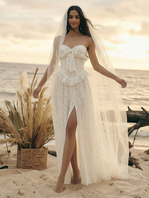 Laces A Line Sweetheart Long Wedding Dresses