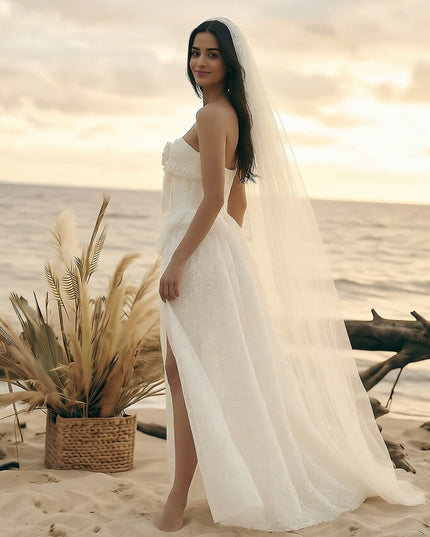 Laces A Line Sweetheart Long Wedding Dresses