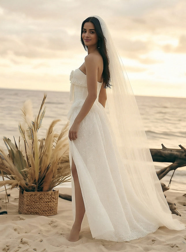 Laces A Line Sweetheart Long Wedding Dresses