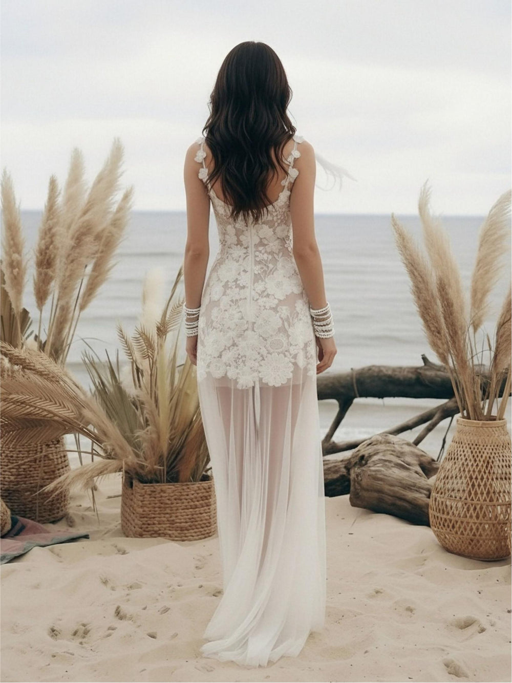 Laces A Line Spaghetti Straps Short Wedding Dresses