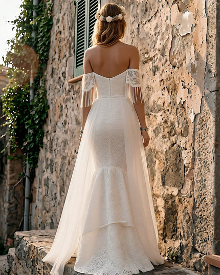 Laces Mermaid Off the Shoulder Long Wedding Dresses
