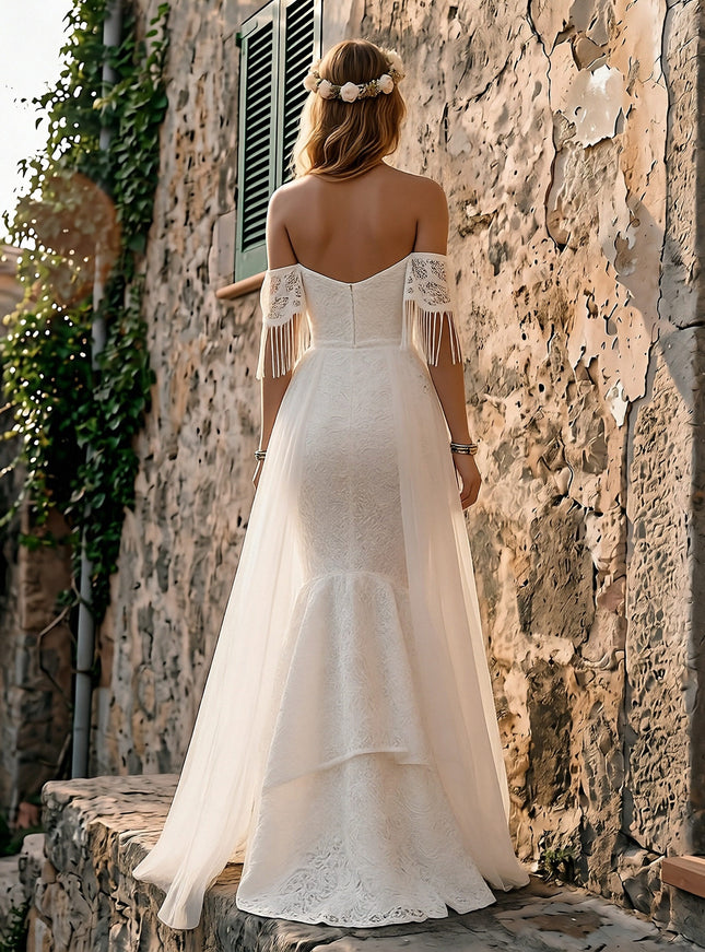 Laces Mermaid Off the Shoulder Long Wedding Dresses