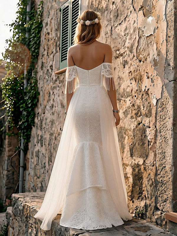 Laces Mermaid Off the Shoulder Long Wedding Dresses