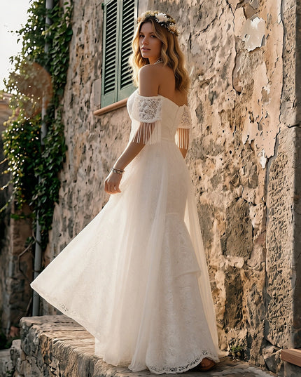 Laces Mermaid Off the Shoulder Long Wedding Dresses