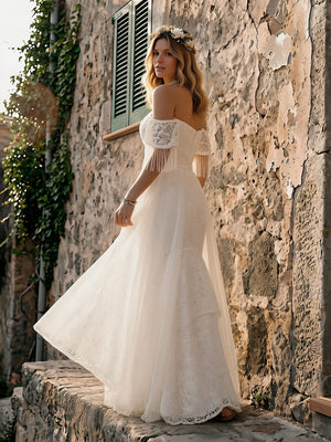 Laces Mermaid Off the Shoulder Long Wedding Dresses