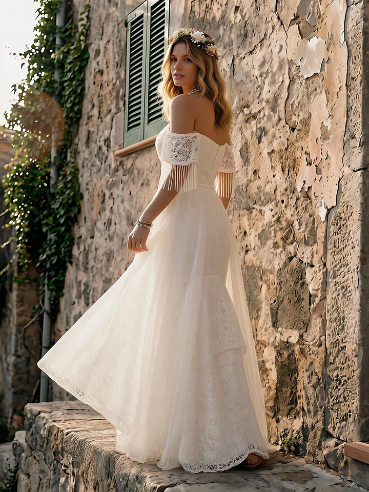 Laces Mermaid Off the Shoulder Long Wedding Dresses