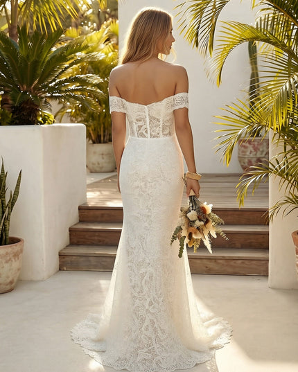 Laces Bodycon Off the Shoulder Long Wedding Dresses