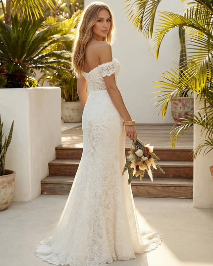 Laces Bodycon Off the Shoulder Long Wedding Dresses