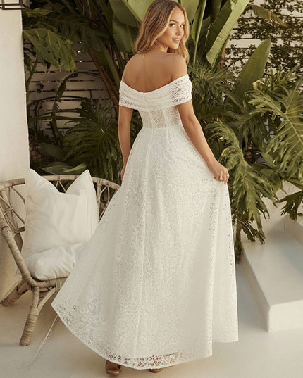 Laces A Line Off the Shoulder Long Wedding Dresses