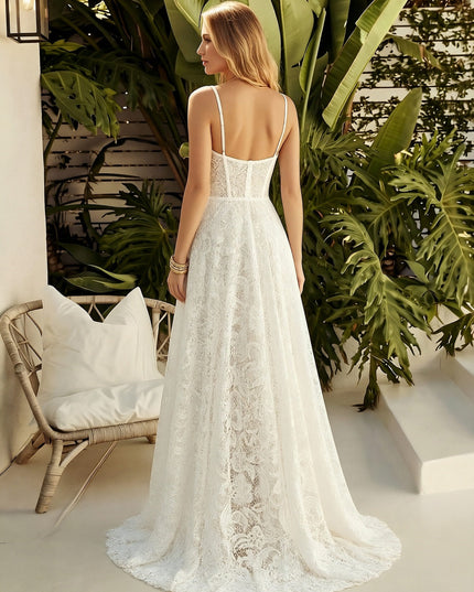 Laces A Line Spaghetti Straps Long Wedding Dresses
