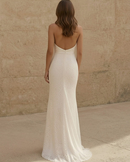 Laces Mermaid Halter Long Wedding Dresses