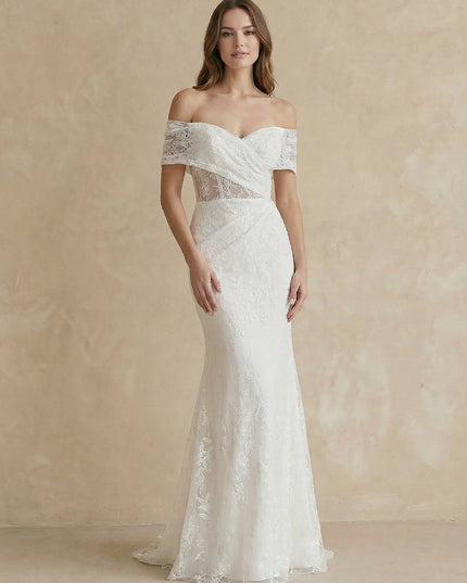 Laces Mermaid Off the Shoulder Long Wedding Dresses