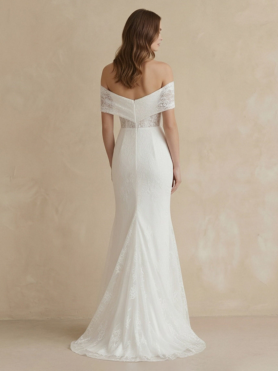 Laces Mermaid Off the Shoulder Long Wedding Dresses