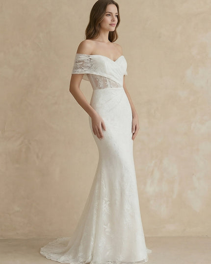 Laces Mermaid Off the Shoulder Long Wedding Dresses