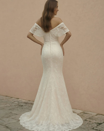 Laces Mermaid Off the Shoulder Long Wedding Dresses